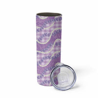 Purple Hawaii Palaka Honohono Pikake Skinny Tumbler Hawaiian Orchid Lei Polynesian Pattern - Polynesian Pride
