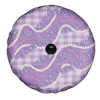 Purple Hawaii Palaka Honohono Pikake Spare Tire Cover Hawaiian Orchid Lei Polynesian Pattern - Polynesian Pride