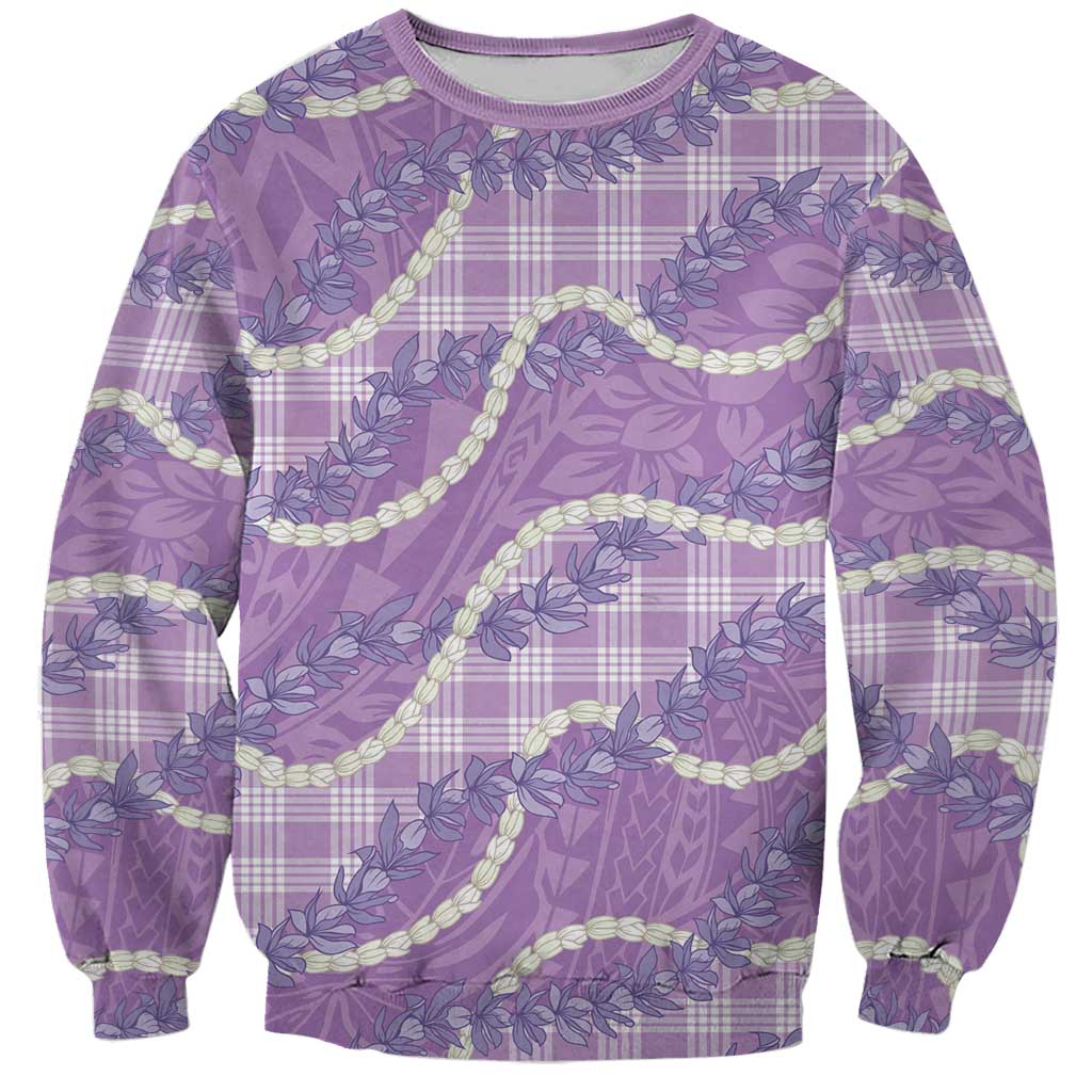 Purple Hawaii Palaka Honohono Pikake Sweatshirt Hawaiian Orchid Lei Polynesian Pattern LT14 Unisex Purple - Polynesian Pride