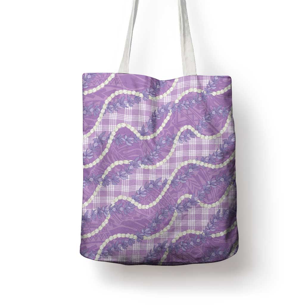 Purple Hawaii Palaka Honohono Pikake Tote Bag Hawaiian Orchid Lei Polynesian Pattern - Polynesian Pride