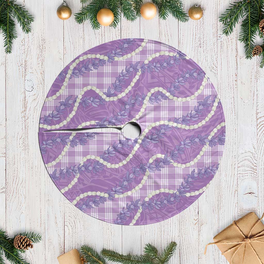 Purple Hawaii Palaka Honohono Pikake Tree Skirt Hawaiian Orchid Lei Polynesian Pattern LT14 Casual Purple - Polynesian Pride