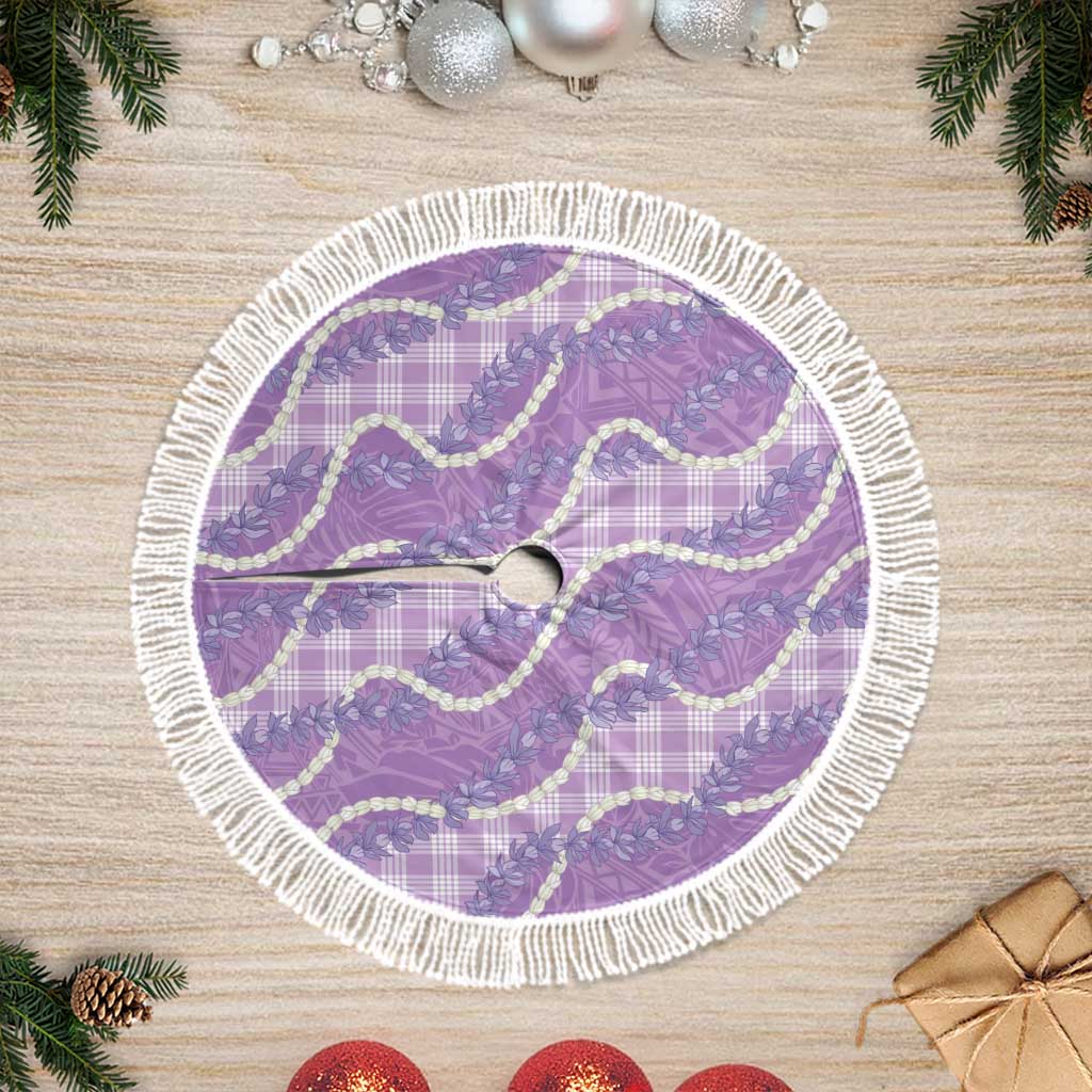 Purple Hawaii Palaka Honohono Pikake Tree Skirt Hawaiian Orchid Lei Polynesian Pattern - Polynesian Pride