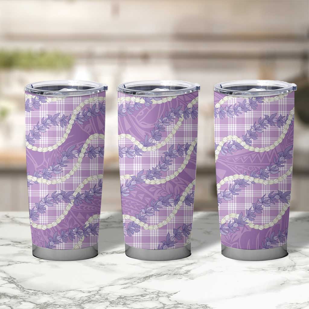 Purple Hawaii Palaka Honohono Pikake Tumbler Cup Hawaiian Orchid Lei Polynesian Pattern - Polynesian Pride