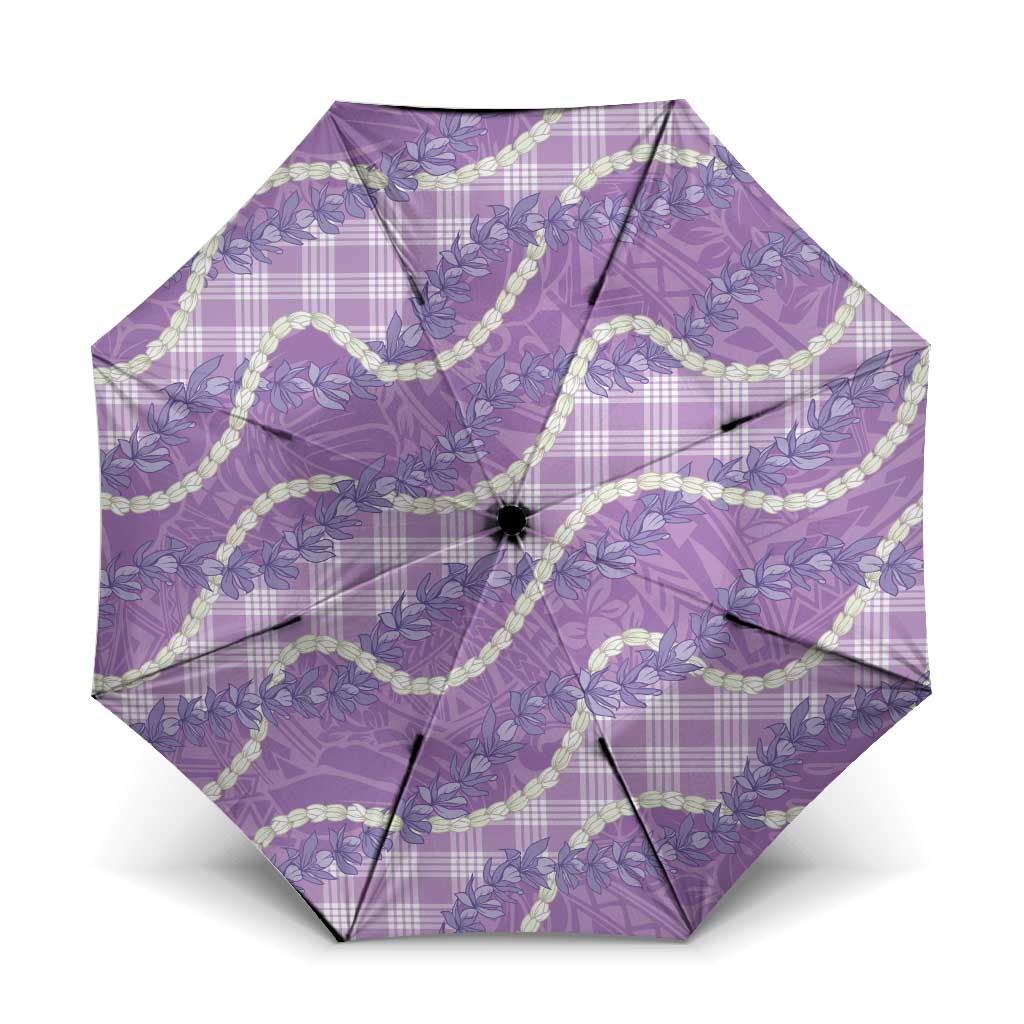 Purple Hawaii Palaka Honohono Pikake Umbrella Hawaiian Orchid Lei Polynesian Pattern LT14 One Size Folded 11.42 inch Opened Diameter 37.4 inch Purple - Polynesian Pride