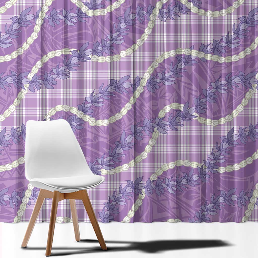 Purple Hawaii Palaka Honohono Pikake Window Curtain Hawaiian Orchid Lei Polynesian Pattern - Polynesian Pride