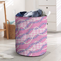 Pink Hawaii Palaka Honohono Pikake Laundry Basket Hawaiian Orchid Lei Polynesian Pattern - Polynesian Pride