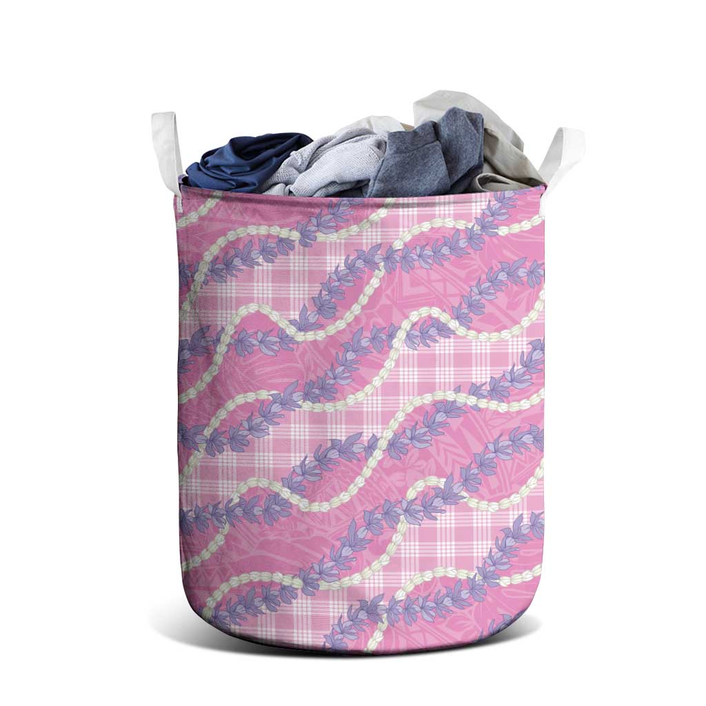 Pink Hawaii Palaka Honohono Pikake Laundry Basket Hawaiian Orchid Lei Polynesian Pattern - Polynesian Pride