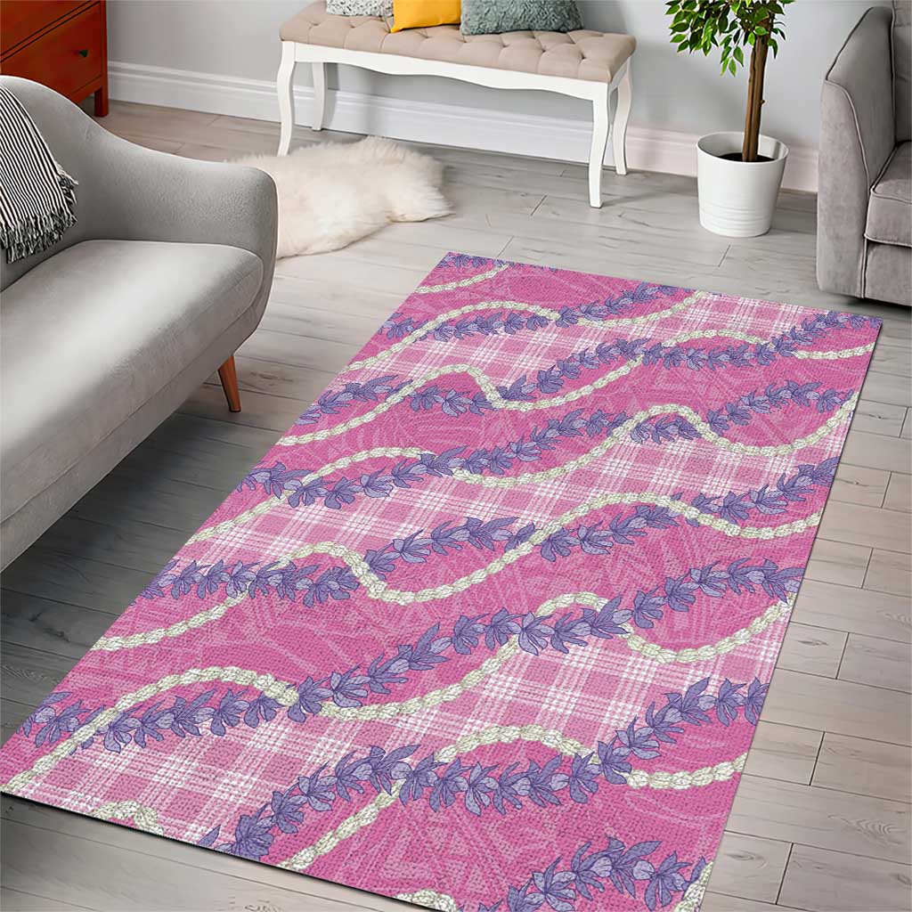 Pink Hawaii Palaka Honohono Pikake Area Rug Hawaiian Orchid Lei Polynesian Pattern - Polynesian Pride