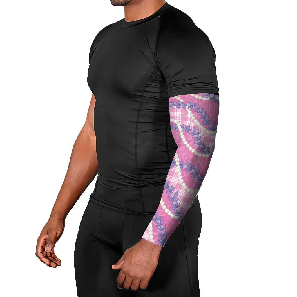 Pink Hawaii Palaka Honohono Pikake Arm Sleeves Hawaiian Orchid Lei Polynesian Pattern - Polynesian Pride