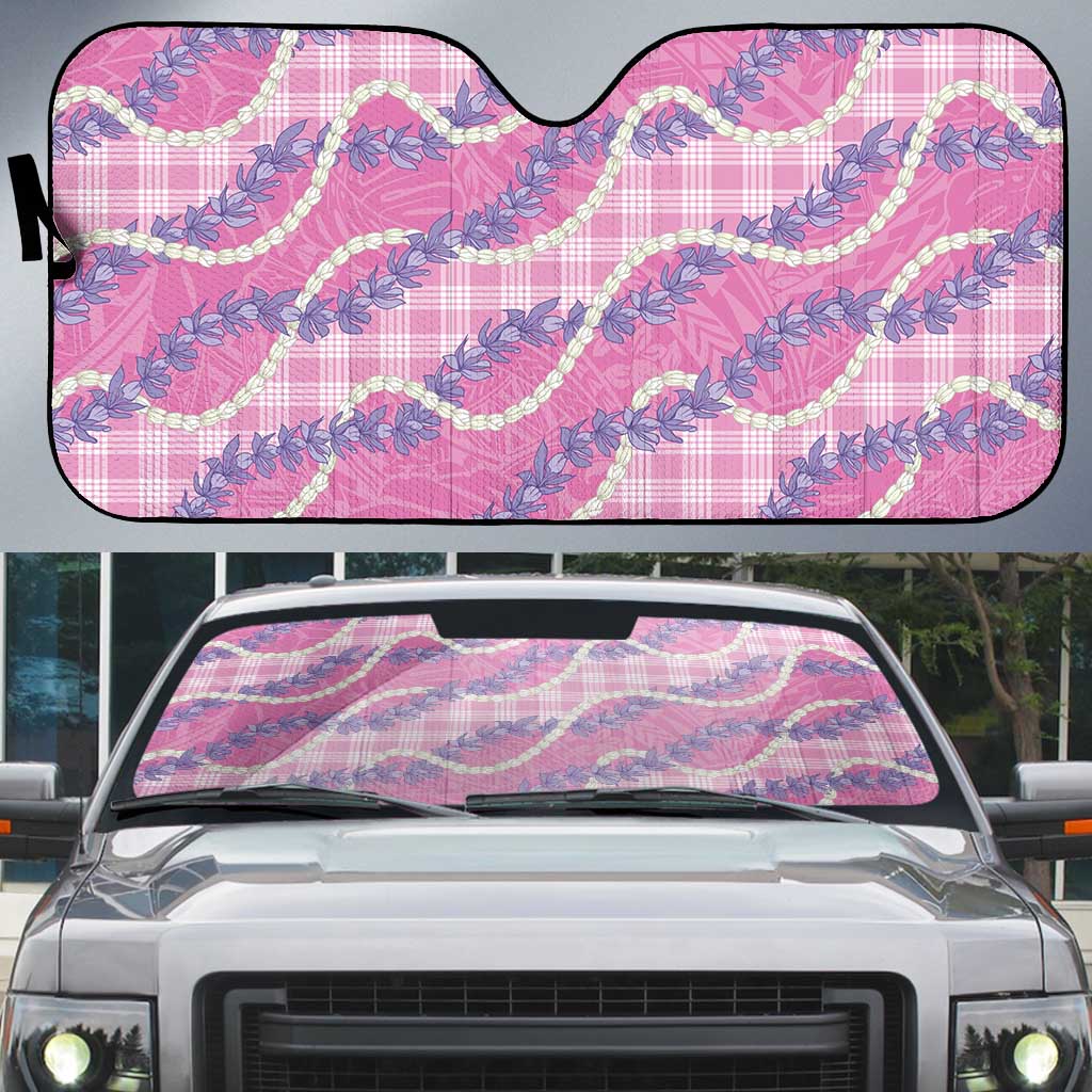 Pink Hawaii Palaka Honohono Pikake Auto Sun Shade Hawaiian Orchid Lei Polynesian Pattern - Polynesian Pride