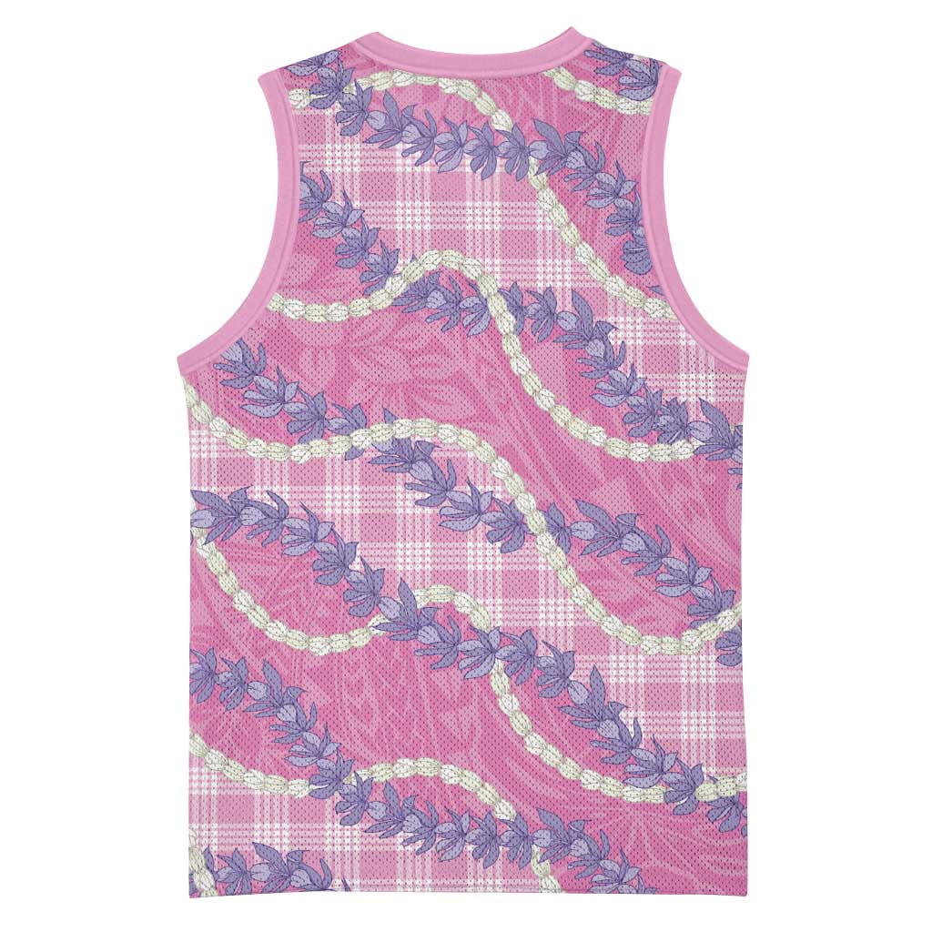 Pink Hawaii Palaka Honohono Pikake Basketball Jersey Hawaiian Orchid Lei Polynesian Pattern - Polynesian Pride