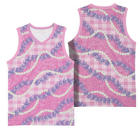 Pink Hawaii Palaka Honohono Pikake Basketball Jersey Hawaiian Orchid Lei Polynesian Pattern - Polynesian Pride