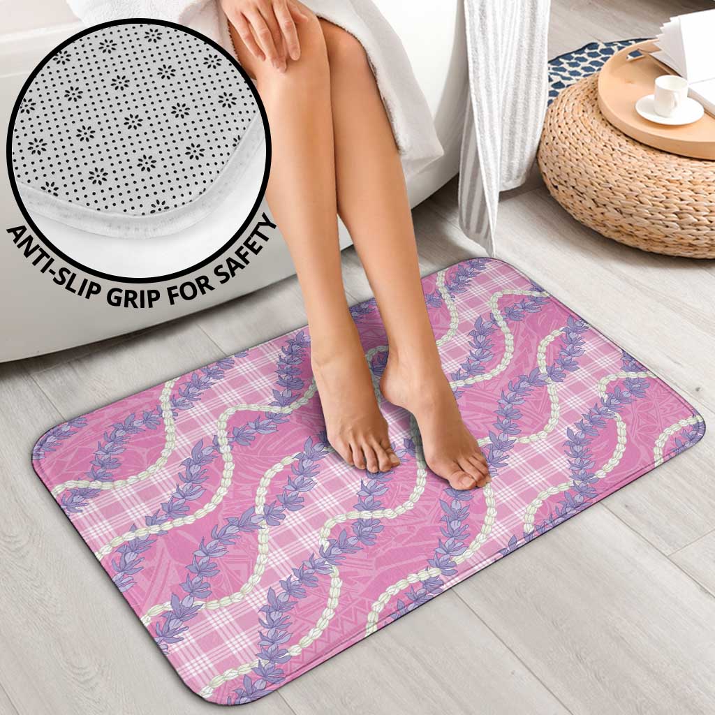 Pink Hawaii Palaka Honohono Pikake Bathroom Set Hawaiian Orchid Lei Polynesian Pattern - Polynesian Pride