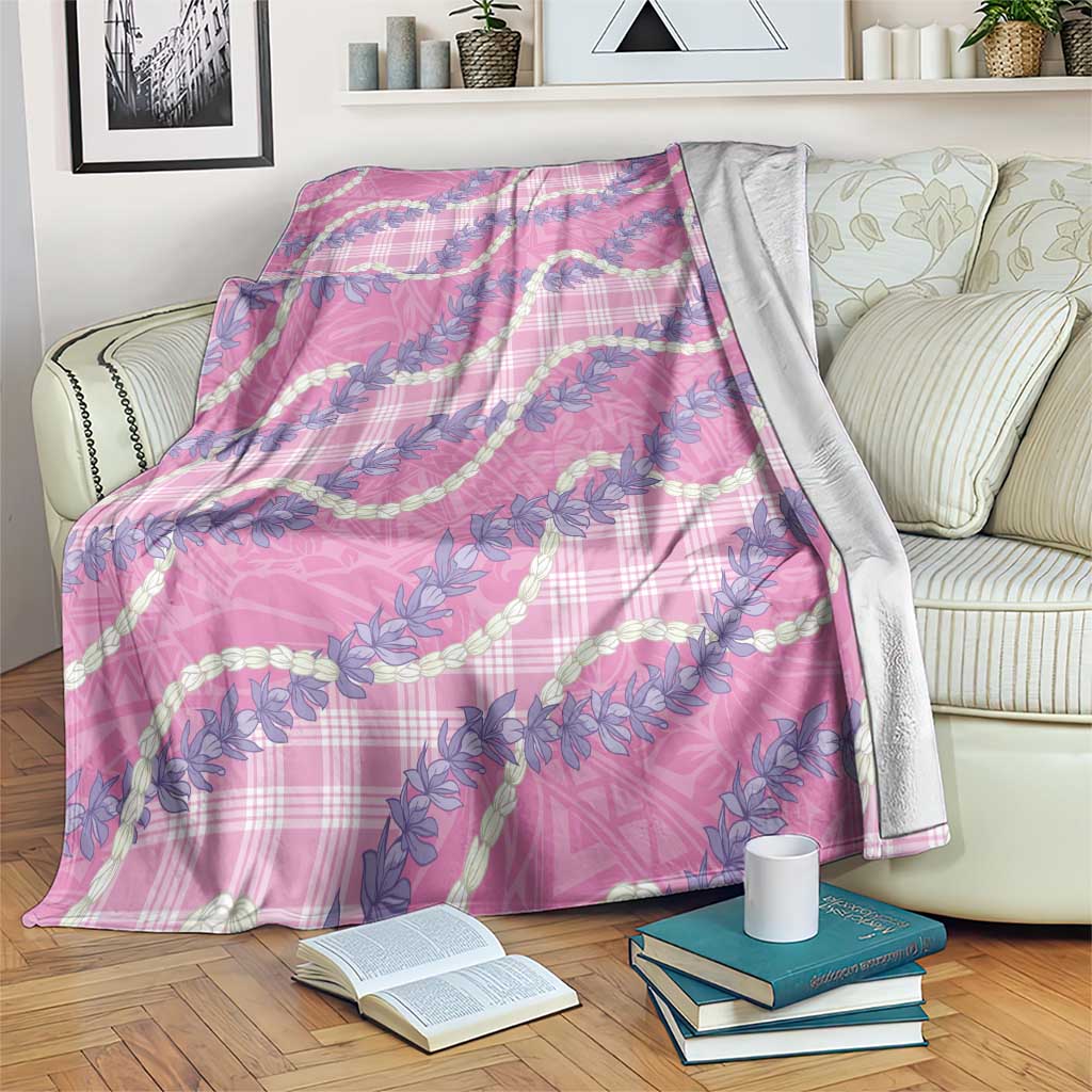 Pink Hawaii Palaka Honohono Pikake Blanket Hawaiian Orchid Lei Polynesian Pattern - Polynesian Pride