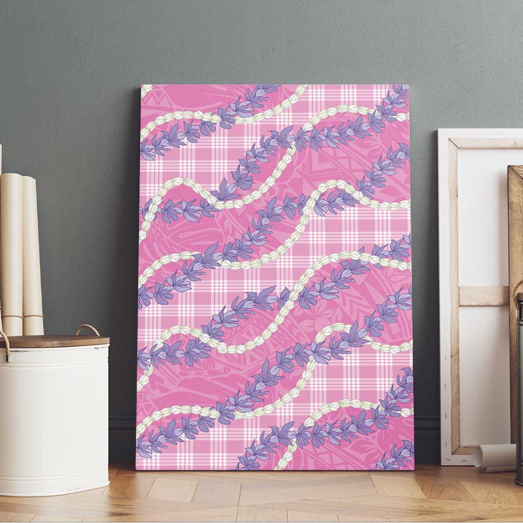 Pink Hawaii Palaka Honohono Pikake Canvas Wall Art Hawaiian Orchid Lei Polynesian Pattern - Polynesian Pride