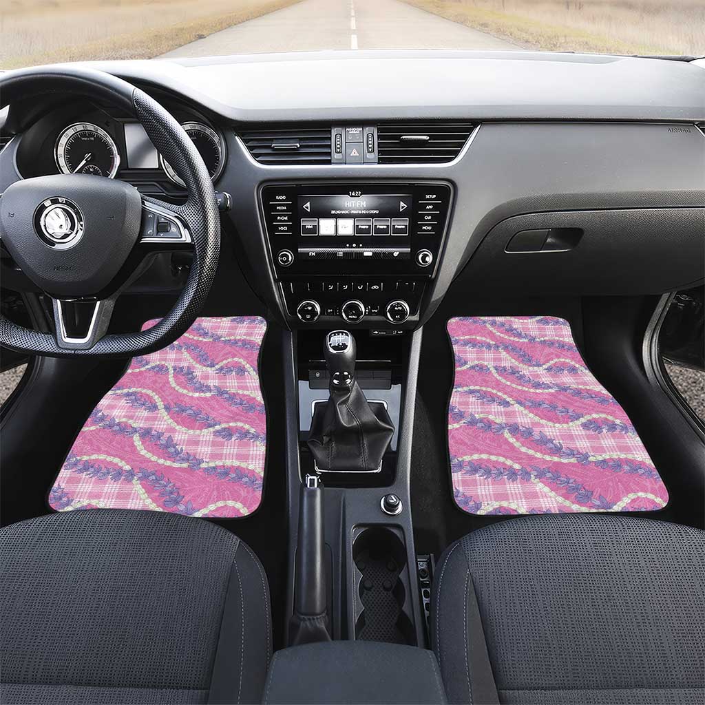 Pink Hawaii Palaka Honohono Pikake Car Mats Hawaiian Orchid Lei Polynesian Pattern - Polynesian Pride