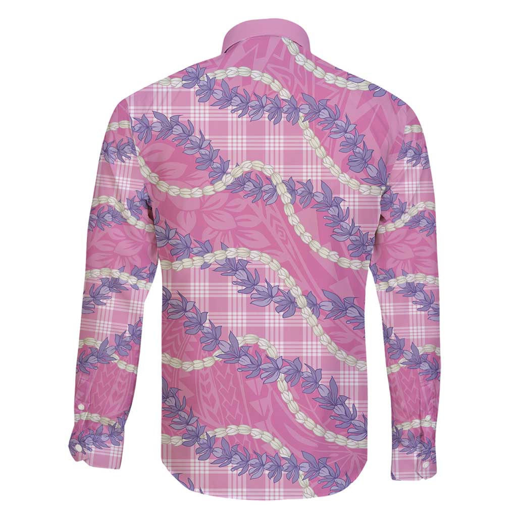 Pink Hawaii Palaka Honohono Pikake Family Matching Puletasi and Hawaiian Shirt Hawaiian Orchid Lei Polynesian Pattern - Polynesian Pride