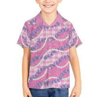 Pink Hawaii Palaka Honohono Pikake Family Matching Tank Maxi Dress and Hawaiian Shirt Hawaiian Orchid Lei Polynesian Pattern - Polynesian Pride