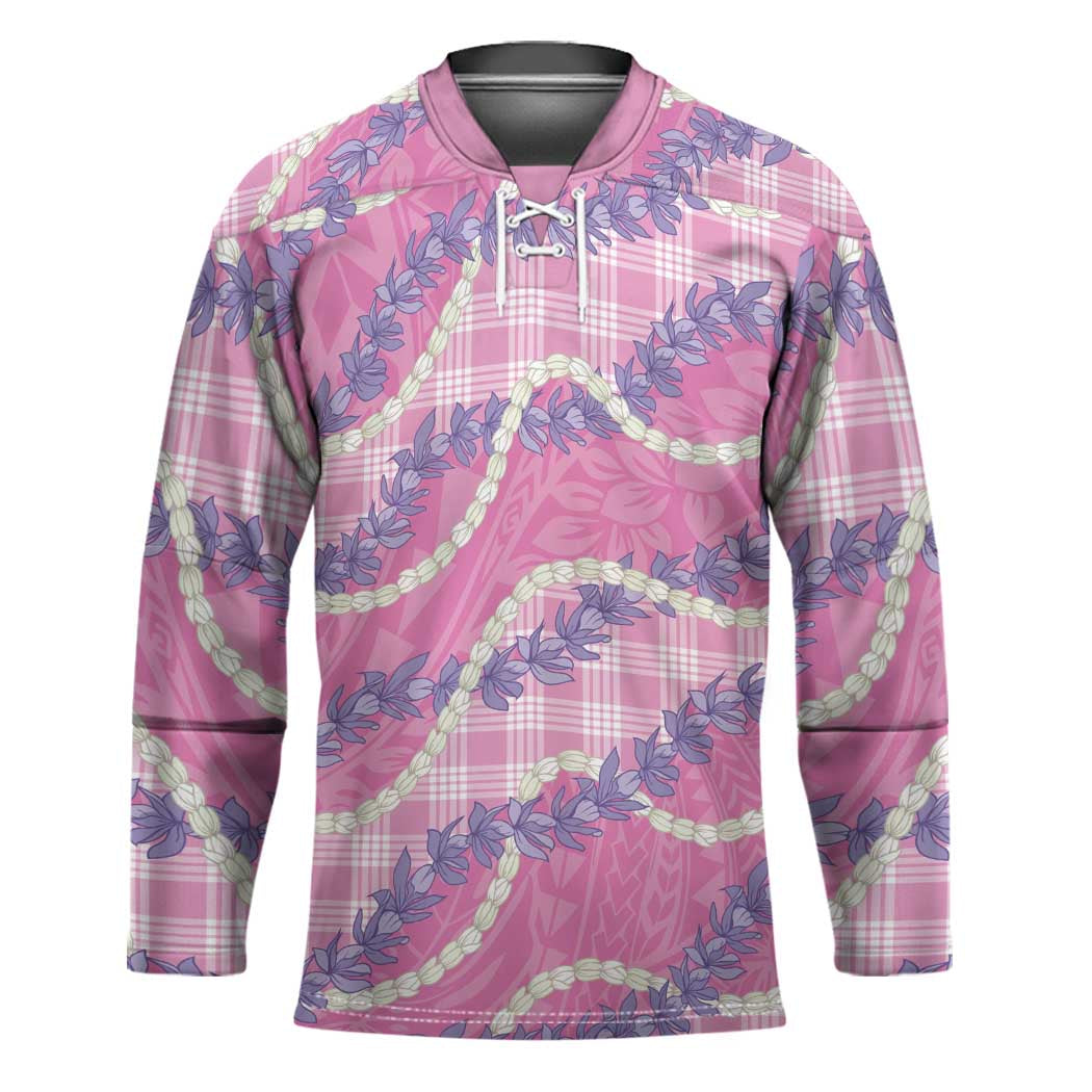 Pink Hawaii Palaka Honohono Pikake Hockey Jersey Hawaiian Orchid Lei Polynesian Pattern LT14 Unisex Pink - Polynesian Pride