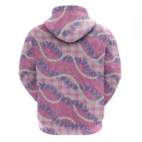 Pink Hawaii Palaka Honohono Pikake Hoodie Hawaiian Orchid Lei Polynesian Pattern - Polynesian Pride