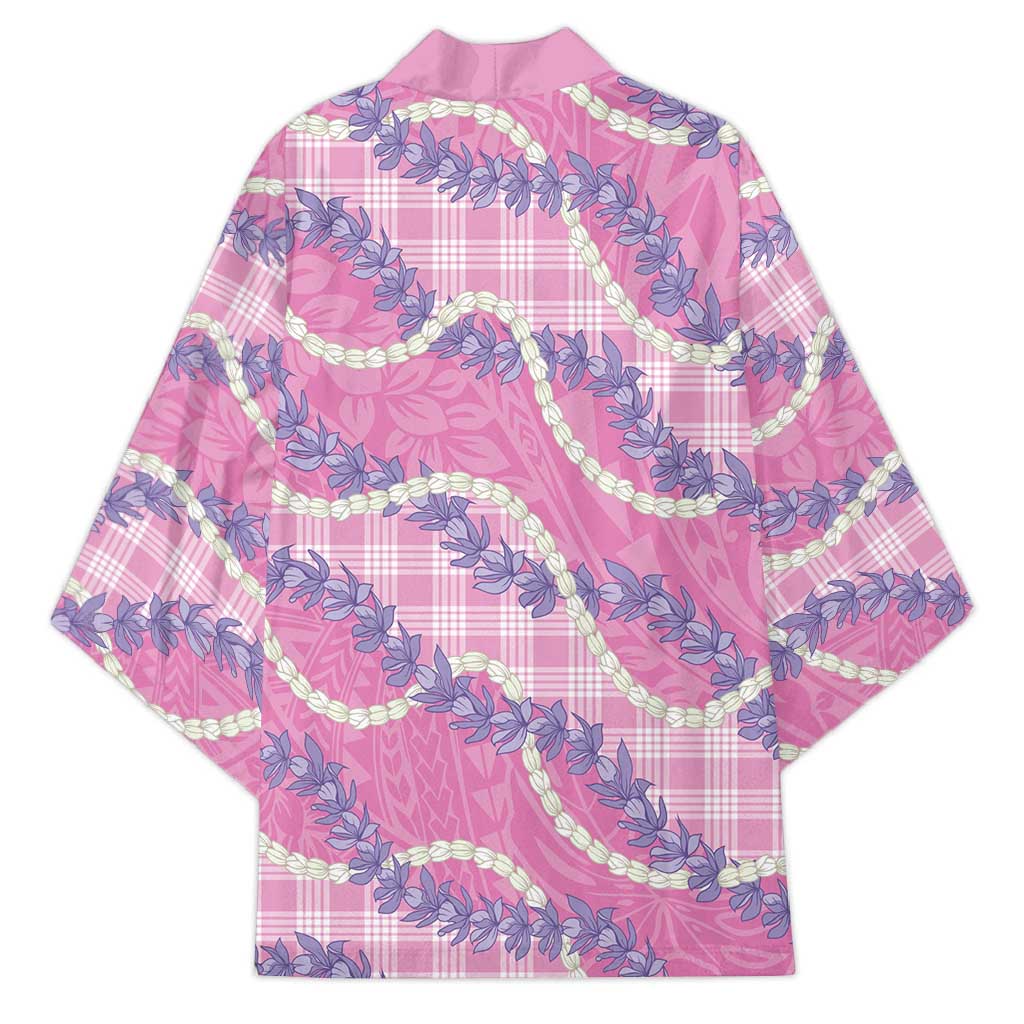 Pink Hawaii Palaka Honohono Pikake Kimono Hawaiian Orchid Lei Polynesian Pattern - Polynesian Pride
