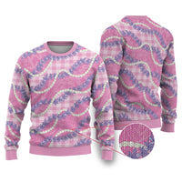 Pink Hawaii Palaka Honohono Pikake Ugly Christmas Sweater Hawaiian Orchid Lei Polynesian Pattern - Polynesian Pride