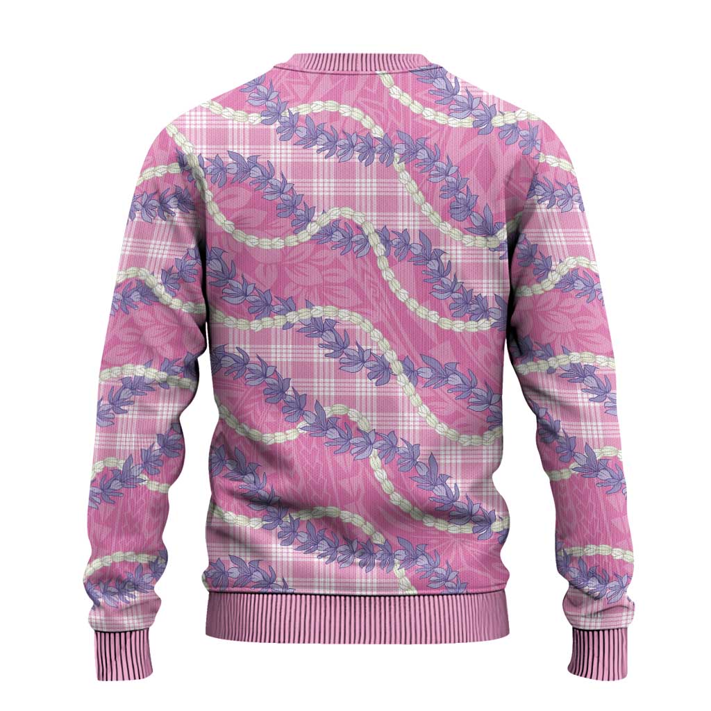 Pink Hawaii Palaka Honohono Pikake Ugly Christmas Sweater Hawaiian Orchid Lei Polynesian Pattern - Polynesian Pride