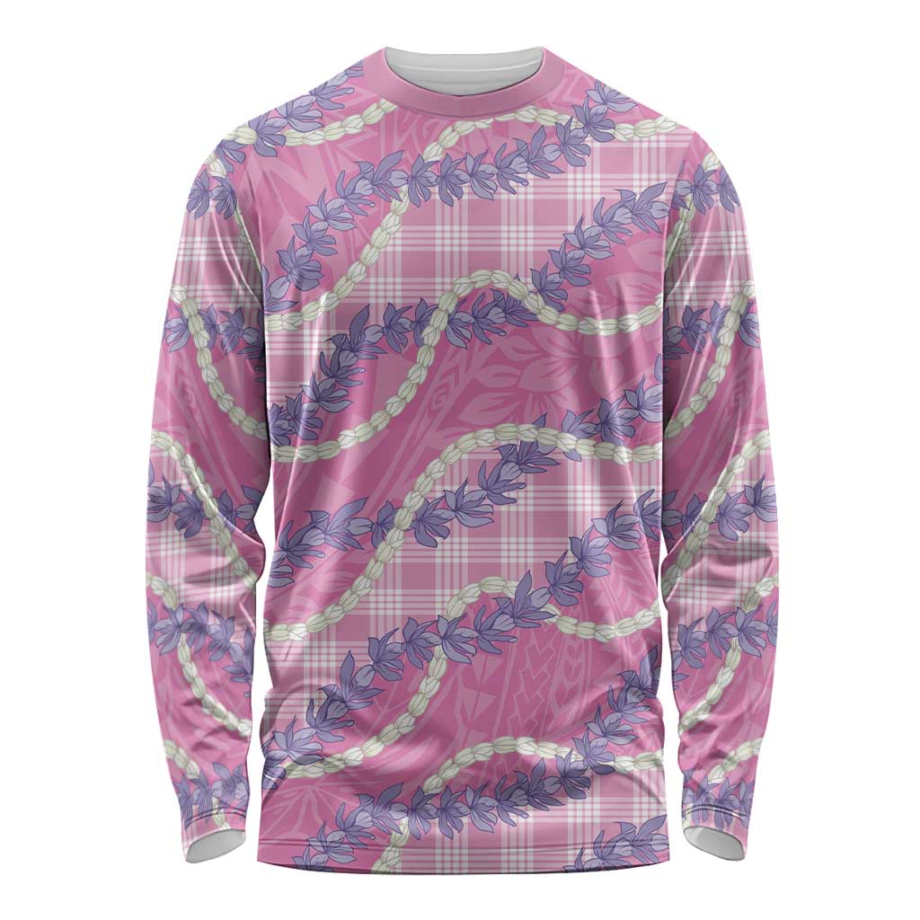 Pink Hawaii Palaka Honohono Pikake Long Sleeve Shirt Hawaiian Orchid Lei Polynesian Pattern LT14 Unisex Pink - Polynesian Pride