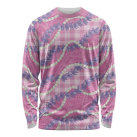 Pink Hawaii Palaka Honohono Pikake Long Sleeve Shirt Hawaiian Orchid Lei Polynesian Pattern - Polynesian Pride