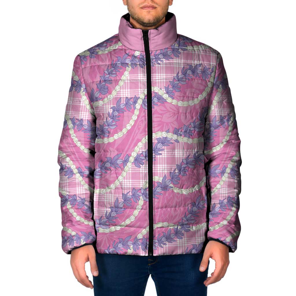 Pink Hawaii Palaka Honohono Pikake Padded Jacket Hawaiian Orchid Lei Polynesian Pattern LT14 Men Pink - Polynesian Pride