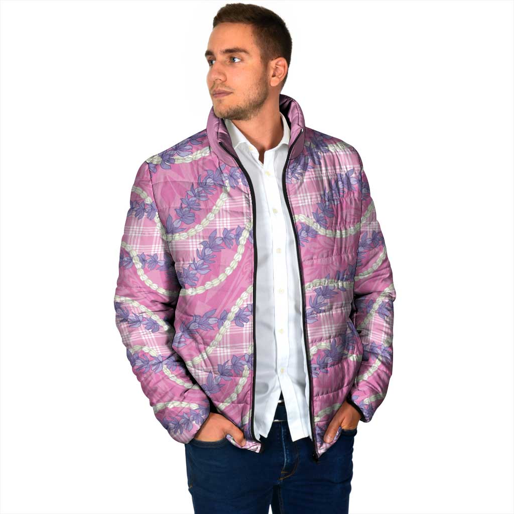 Pink Hawaii Palaka Honohono Pikake Padded Jacket Hawaiian Orchid Lei Polynesian Pattern - Polynesian Pride