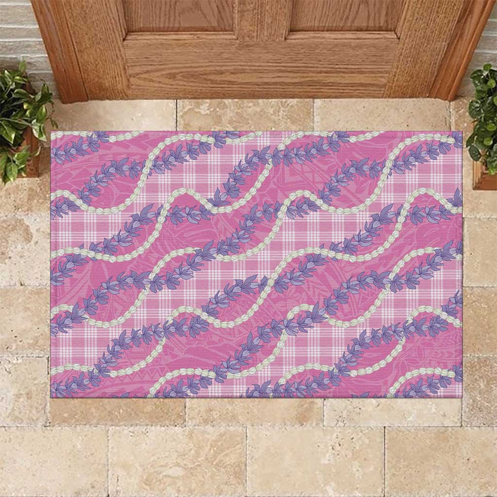 Pink Hawaii Palaka Honohono Pikake Rubber Doormat Hawaiian Orchid Lei Polynesian Pattern LT14 Pink - Polynesian Pride