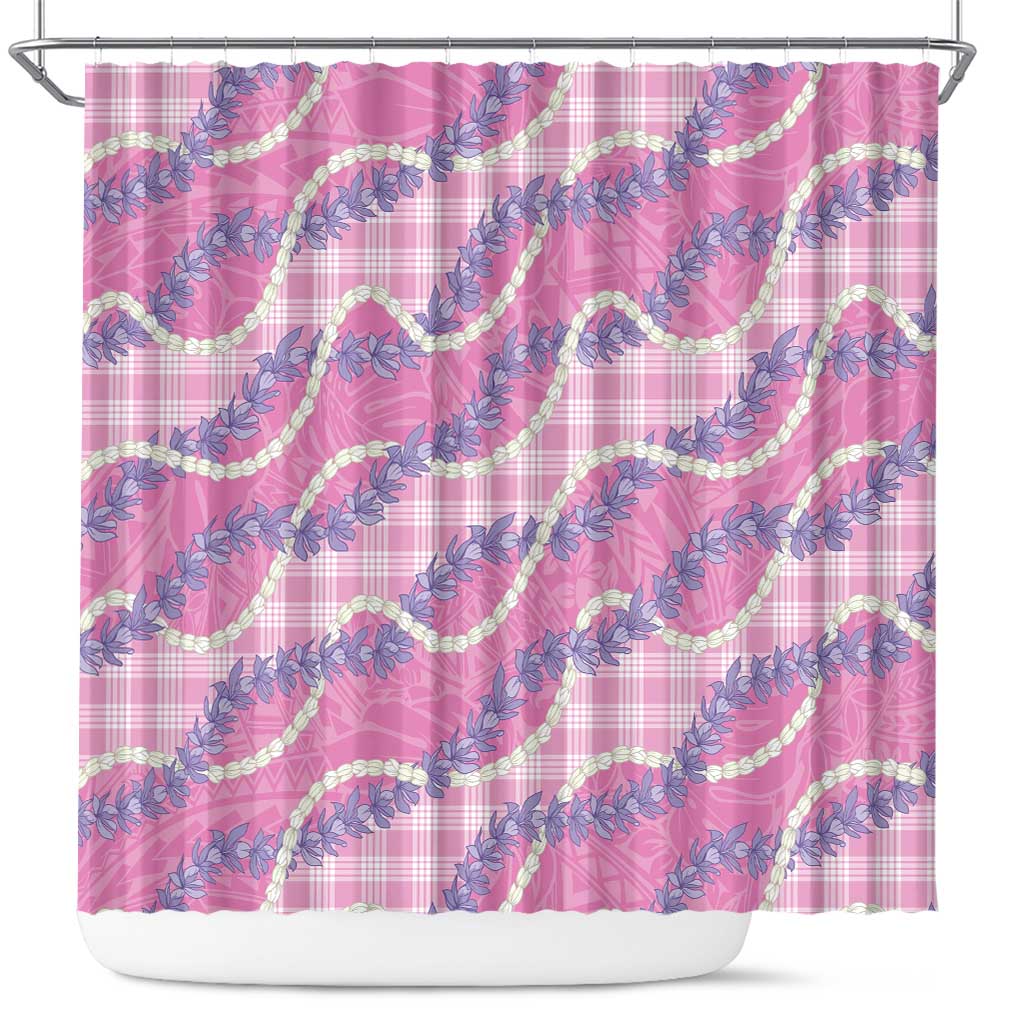 Pink Hawaii Palaka Honohono Pikake Shower Curtain Hawaiian Orchid Lei Polynesian Pattern - Polynesian Pride