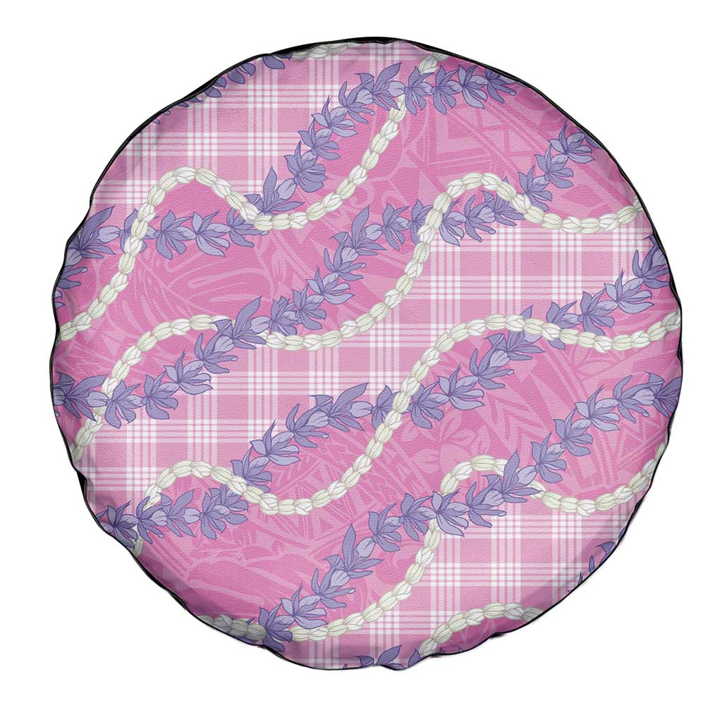 Pink Hawaii Palaka Honohono Pikake Spare Tire Cover Hawaiian Orchid Lei Polynesian Pattern - Polynesian Pride