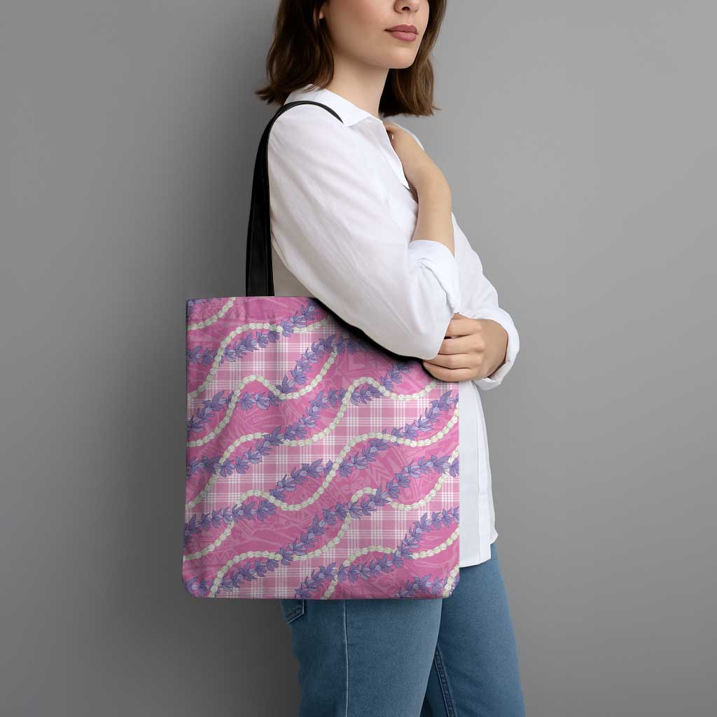 Pink Hawaii Palaka Honohono Pikake Tote Bag Hawaiian Orchid Lei Polynesian Pattern - Polynesian Pride
