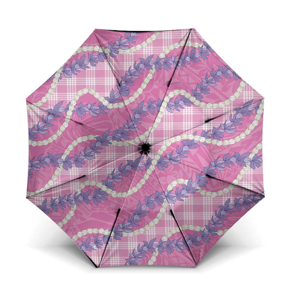 Pink Hawaii Palaka Honohono Pikake Umbrella Hawaiian Orchid Lei Polynesian Pattern LT14 One Size Folded 11.42 inch Opened Diameter 37.4 inch Pink - Polynesian Pride