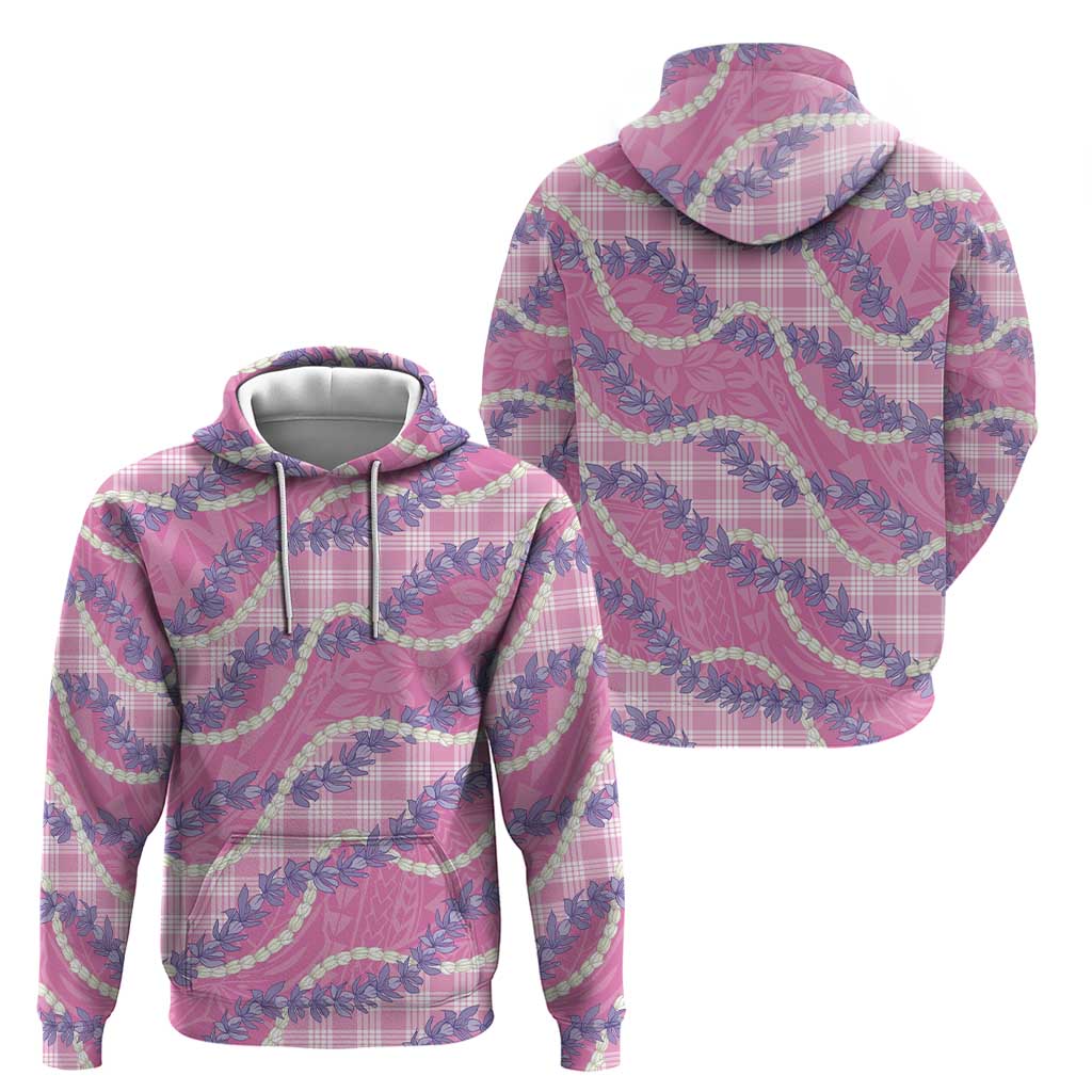 Pink Hawaii Palaka Honohono Pikake Zip Hoodie Hawaiian Orchid Lei Polynesian Pattern - Polynesian Pride