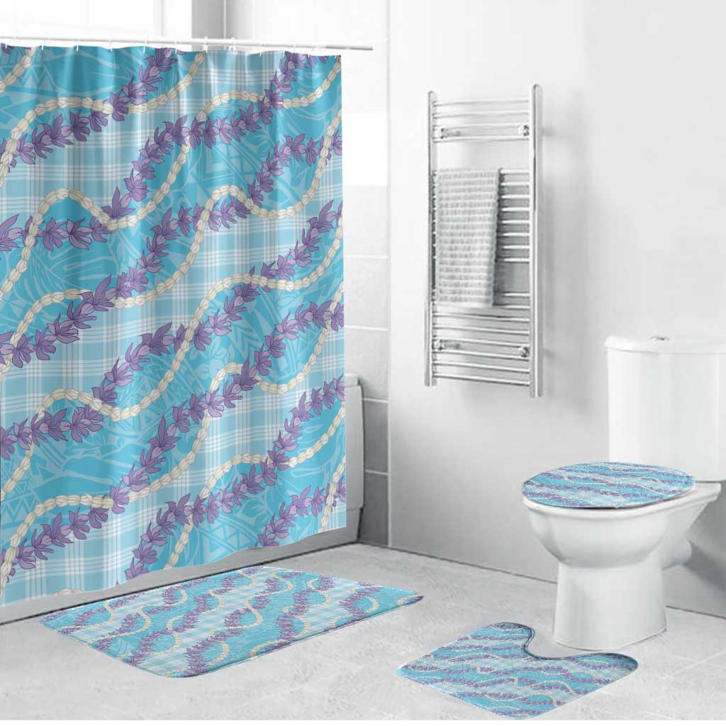 Blue Hawaii Palaka Honohono Pikake Bathroom Set Hawaiian Orchid Lei Polynesian Pattern - Polynesian Pride