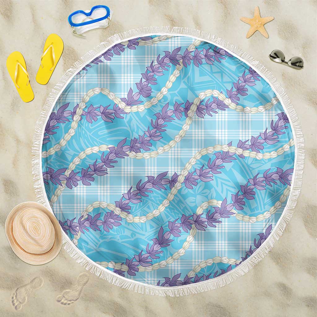 Blue Hawaii Palaka Honohono Pikake Beach Blanket Hawaiian Orchid Lei Polynesian Pattern LT14 One Size 150cm Blue - Polynesian Pride