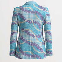 Blue Hawaii Palaka Honohono Pikake Blazer Hawaiian Orchid Lei Polynesian Pattern - Polynesian Pride