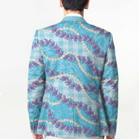 Blue Hawaii Palaka Honohono Pikake Blazer Hawaiian Orchid Lei Polynesian Pattern - Polynesian Pride