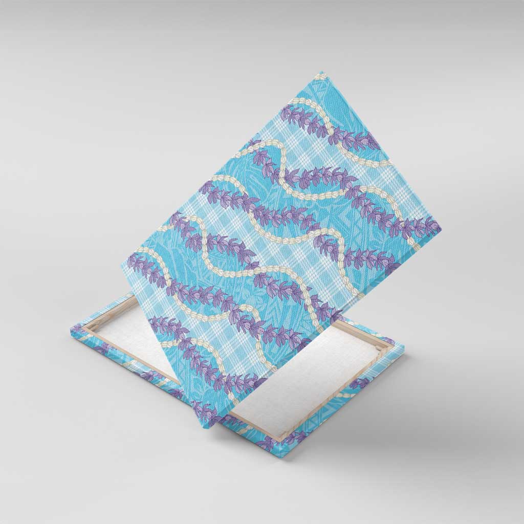 Blue Hawaii Palaka Honohono Pikake Canvas Wall Art Hawaiian Orchid Lei Polynesian Pattern - Polynesian Pride