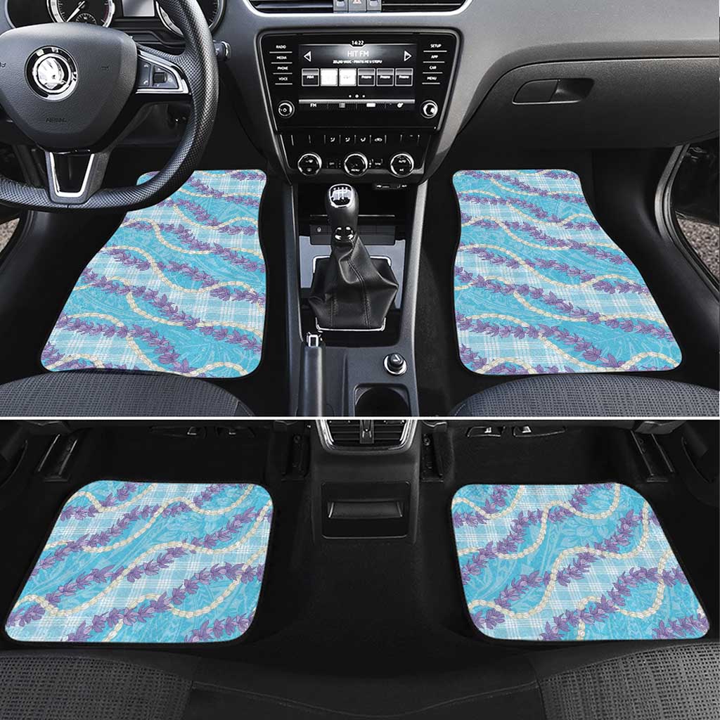 Blue Hawaii Palaka Honohono Pikake Car Mats Hawaiian Orchid Lei Polynesian Pattern - Polynesian Pride
