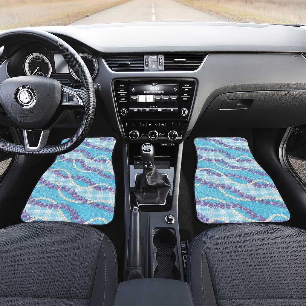 Blue Hawaii Palaka Honohono Pikake Car Mats Hawaiian Orchid Lei Polynesian Pattern - Polynesian Pride