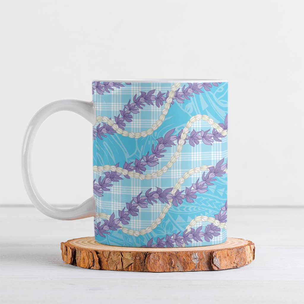 Blue Hawaii Palaka Honohono Pikake Ceramic Mug Hawaiian Orchid Lei Polynesian Pattern - Polynesian Pride
