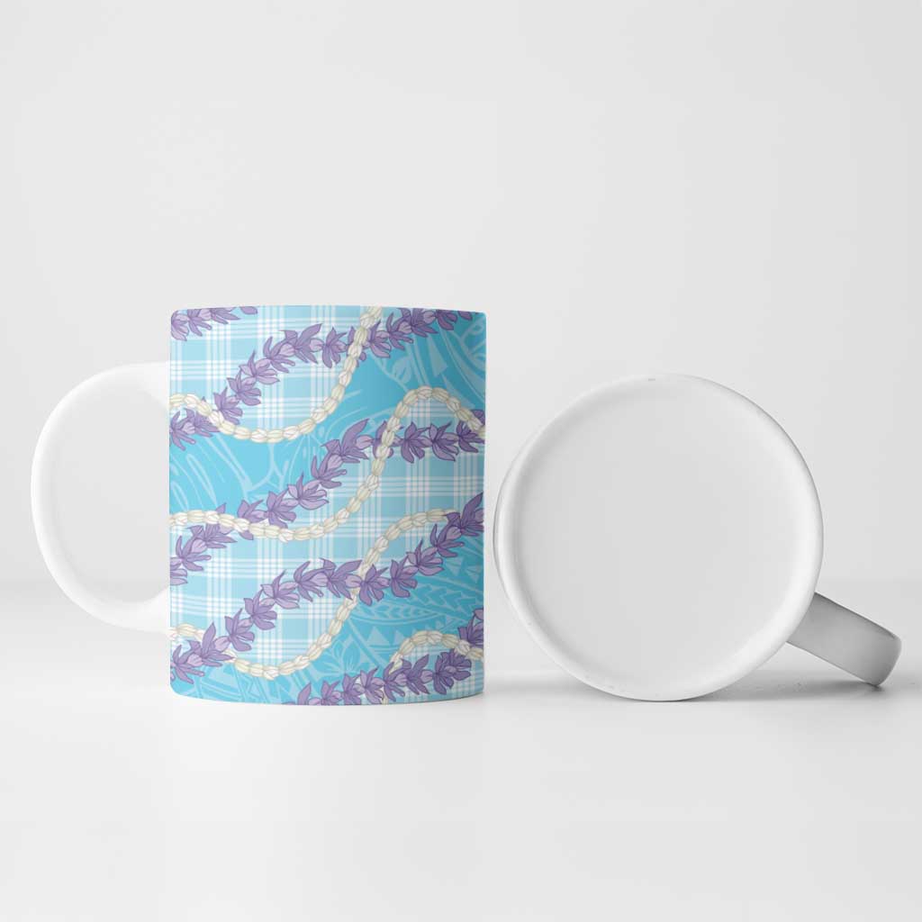 Blue Hawaii Palaka Honohono Pikake Ceramic Mug Hawaiian Orchid Lei Polynesian Pattern - Polynesian Pride