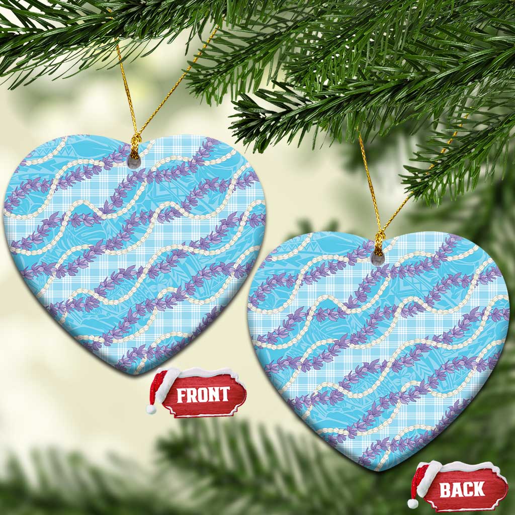 Blue Hawaii Palaka Honohono Pikake Ceramic Ornament Hawaiian Orchid Lei Polynesian Pattern - Polynesian Pride