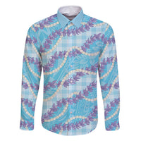 Blue Hawaii Palaka Honohono Pikake Family Matching Mermaid Dress and Hawaiian Shirt Hawaiian Orchid Lei Polynesian Pattern - Polynesian Pride