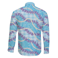 Blue Hawaii Palaka Honohono Pikake Family Matching Puletasi and Hawaiian Shirt Hawaiian Orchid Lei Polynesian Pattern - Polynesian Pride