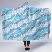 Blue Hawaii Palaka Honohono Pikake Hooded Blanket Hawaiian Orchid Lei Polynesian Pattern - Polynesian Pride